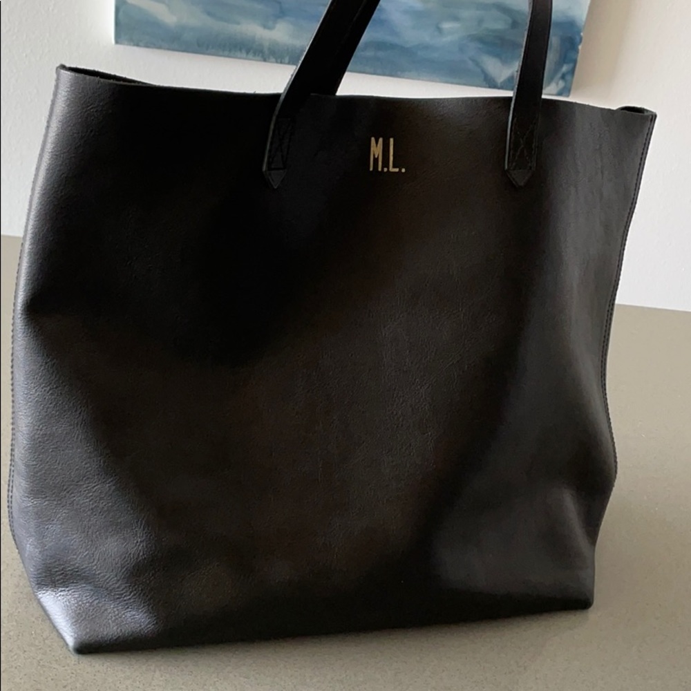 Madewell Black Leather Tote Bag